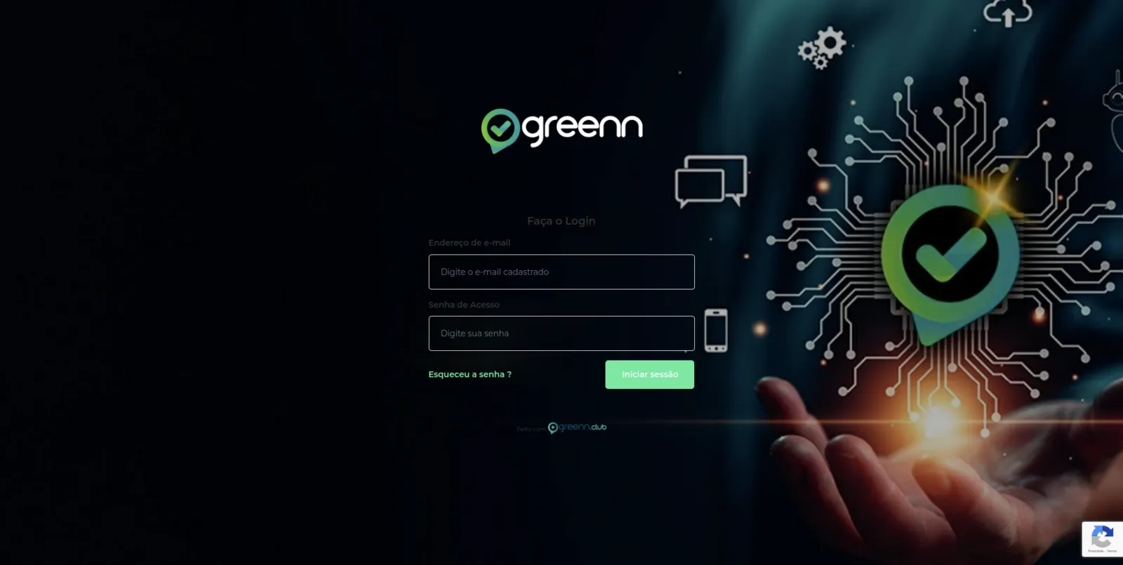 Tela de login do subdomínio com o fundo aplicado