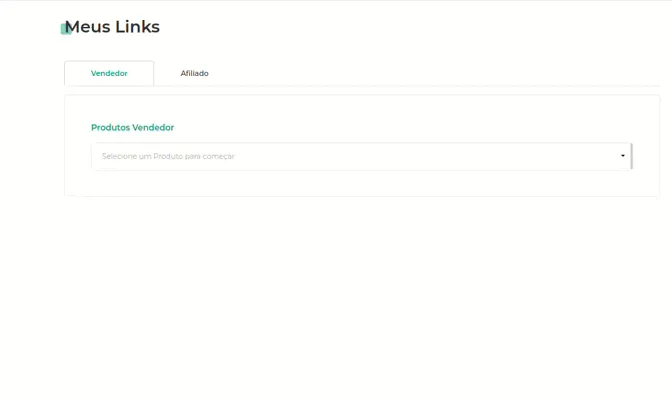 Tela de Links com o produto selecionado